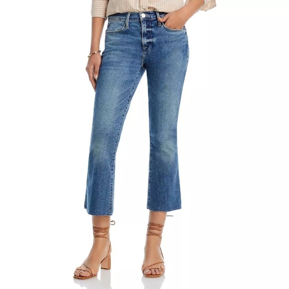 Frame Le High Flare Cropped Inseam Jeans in Cairo Blue